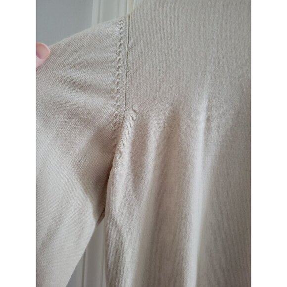 Cortigiani Mens Tan Grandpa sweater size Large Wool Italy mohair 1/4 zip Flaw - Picture 7 of 15